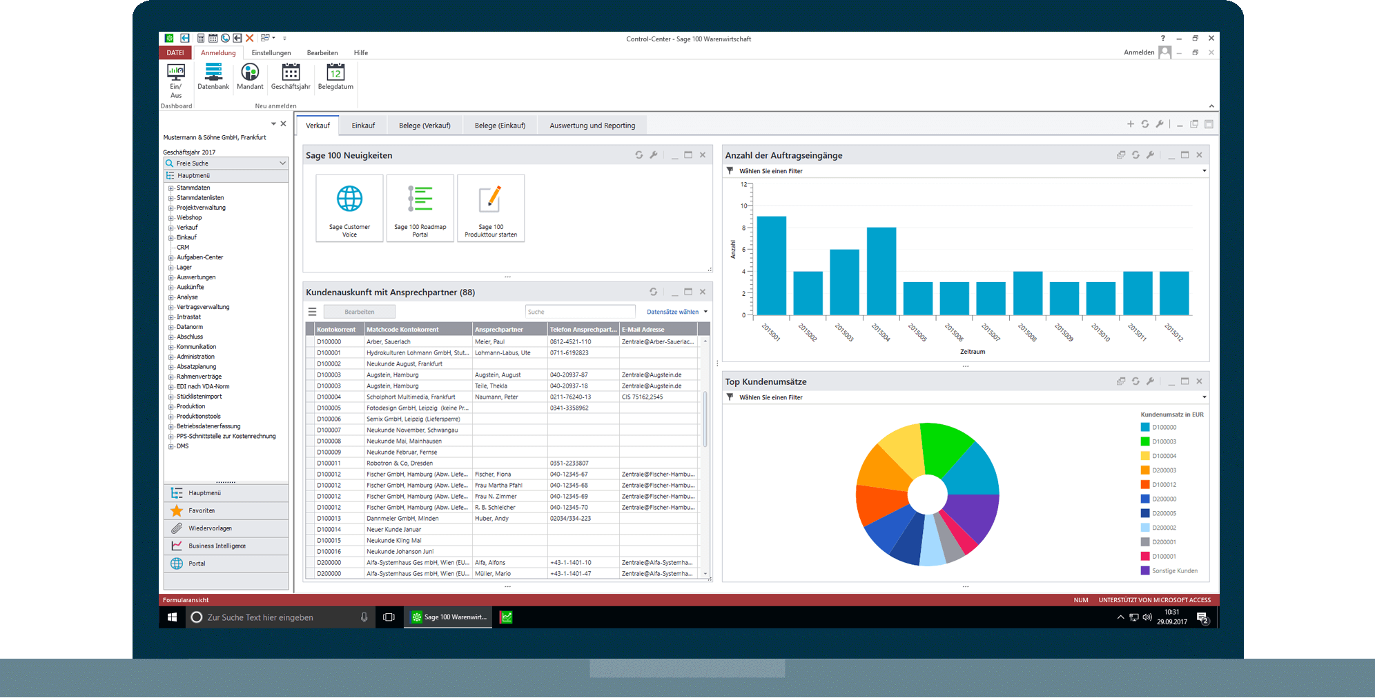 Sage 100 Dashboard für Warenwirtschaft